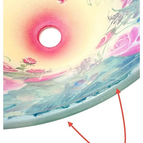 Vtg Reverse Painted Glass Lamp Shade ONLY Bell Shape 10 Inch Roses Floral - Picture 14 of 16